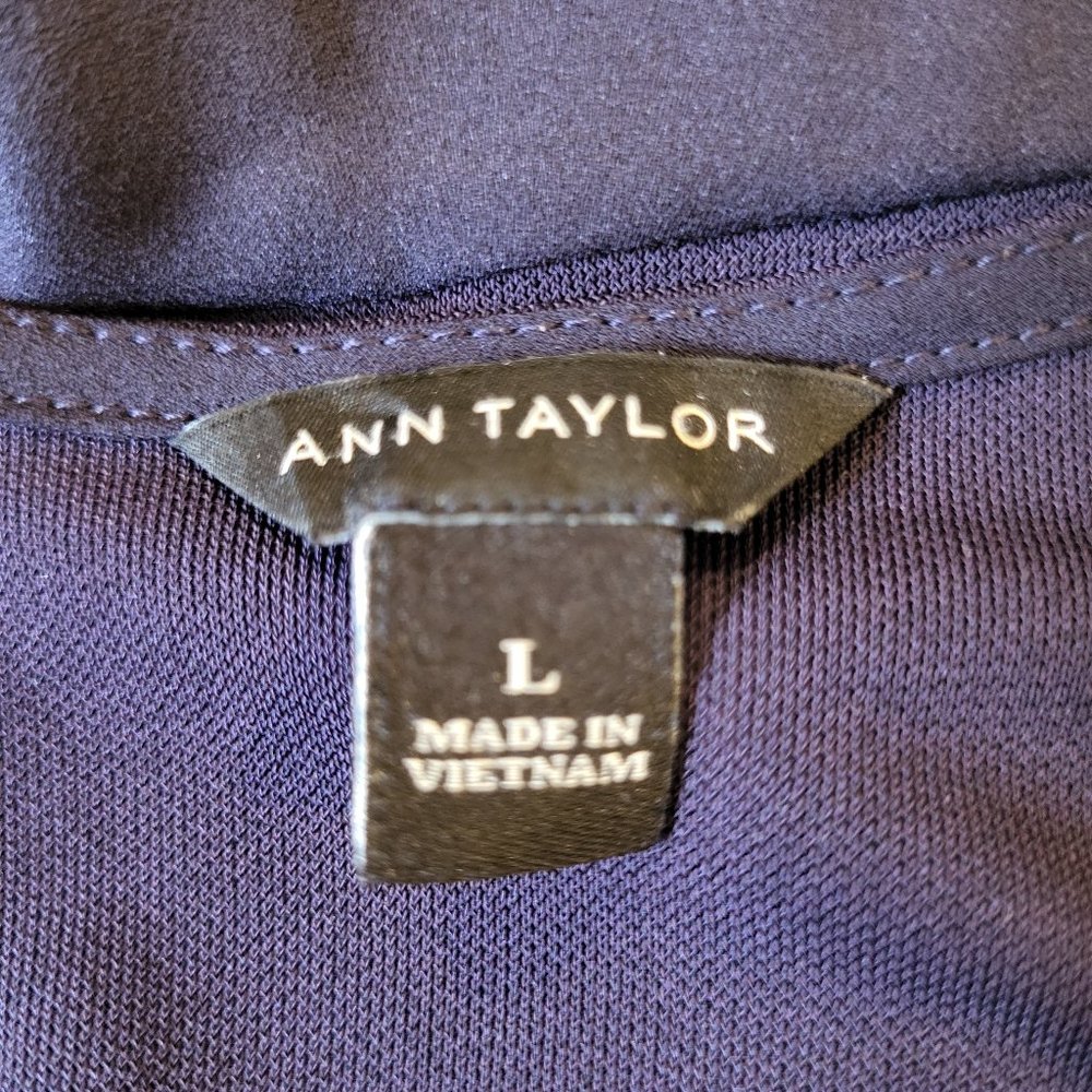 Ann Taylor Blue Ruffle Hem Short Sleeve Top, Size Large, GUC - Picture 7 of 9